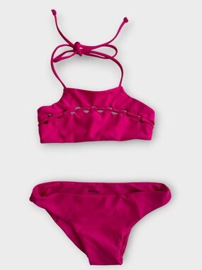 EUC Mikoh Mini (Girls) Hot Pink Halter Bikini Set